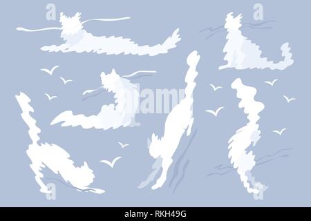 vector animal shaped cloud. Flat pastel set Stock Vector