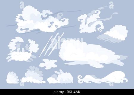 vector animal shaped cloud. Flat pastel set Stock Vector