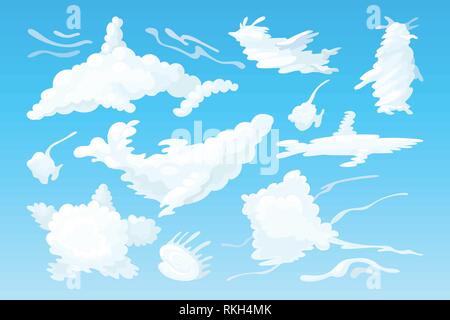 vector animal shaped cloud. Cartoon cloudy sky set Stock Vector