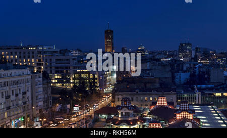 Belgrade, Serbia - Night view of the urban core of downtown area called ZELENI VENAC Stock Photo