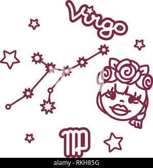 vector line Zodiac sign: virgo constellation Stock Vector