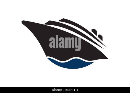 cruise ship logo icon vector concept flat design Stock Photo