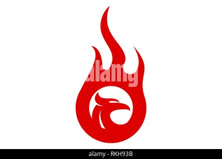 eagle fire abstract logo icon vector concept flat design Stock Photo