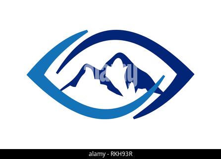 eye mountain abstract logo icon vector concept flat design Stock Photo