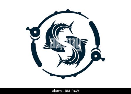 fishing abstract letter s logo icon vector concept flat design Stock Photo