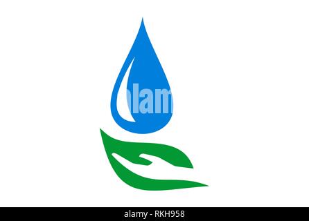 abstract leaf hand water nature logo icon vector concept flat design Stock Photo