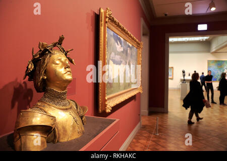 Gilt bronze sculpture of Jeanne d'Arc by French sculptor Antonin Mercie display in Art Institute of Chicago.Chicago.Illinois.USA Stock Photo