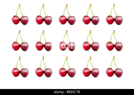 Pattern with sweet cherries. Seamless texture design Stock Photo