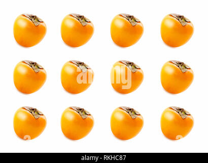Seamless pattern with persimmon. Tropical abstract background. Persimmon on the white background Stock Photo