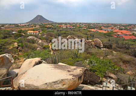 Landscape view from Casibari Rocks, Aruba, Netherland Antilles, Caribbean. Stock Photo