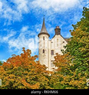 Dunrobin Castle, tower in the east facade, Golspie, Highland, Scotland, Great Britain Stock Photo