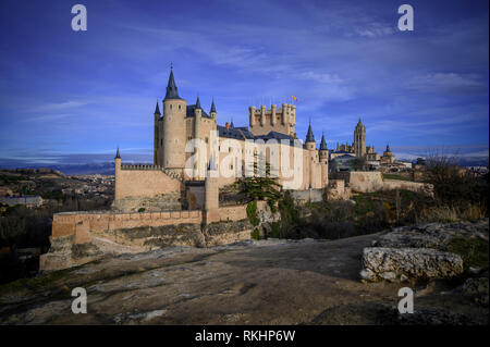 Alcazar de Segovia at sunset Spain Stock Photo