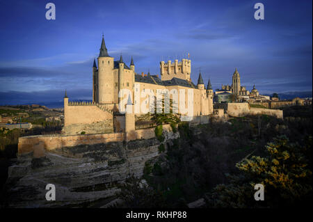 Alcazar de Segovia at sunset Spain Stock Photo