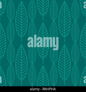 Seamless Stylized Leaf Background. Leaves Geometric Texture. Continuous Floral Pattern. Stock Vector