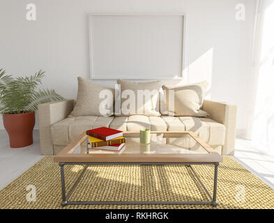 Modern sofa in an interior room view. 3d rendered image. Design mockup Stock Photo