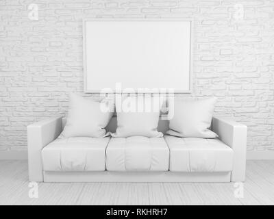 Modern sofa in an interior room view. 3d rendered image. Design mockup Stock Photo