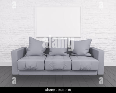 Modern sofa in an interior room view. 3d rendered image. Design mockup Stock Photo