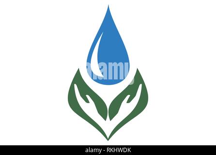 hand leaf water icon vector logo Stock Vector