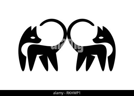 two cat logo vector icon Stock Vector