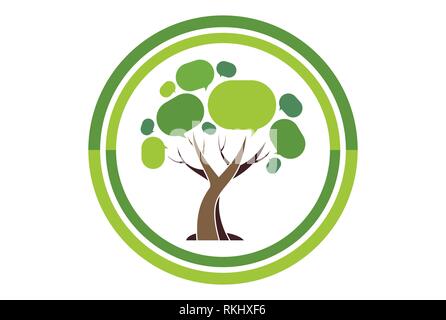 abstract social chat tree logo icon Stock Vector