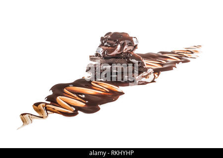 Dark or milk chocolate isolated on white background. Stock Photo