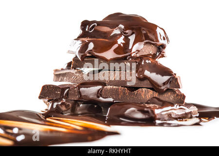 Dark or milk chocolate isolated on white background. Stock Photo