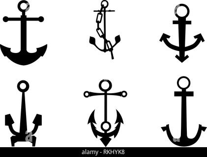 Sea anchors silhouette Stock Vector
