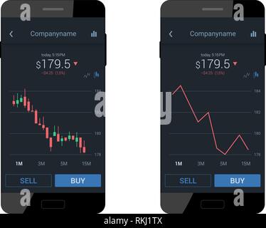Trading mobile interface Stock Vector