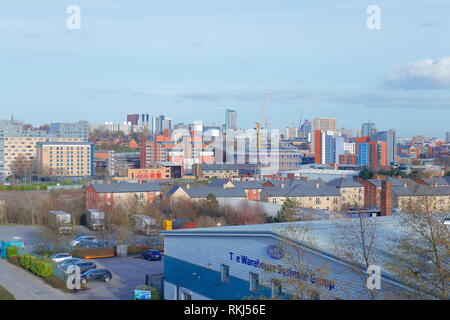 Looking towards Leeds City Centre across Stock Photo