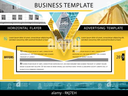 Yellow Business template. Flayer or advertising abstract background for delivery, energy business Stock Vector