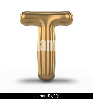 Letter T made of inflatable balloon isolated on white background. 3D rendering Stock Photo