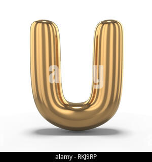 Letter U made of inflatable balloon isolated on white background. 3D rendering Stock Photo