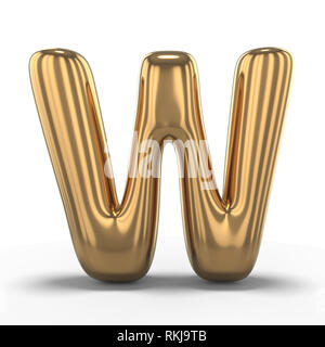 Letter W made of inflatable balloon isolated on white background. 3D rendering Stock Photo