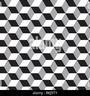 Black and white cube made of triangle, geometric vector pattern Stock Vector