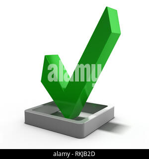 Green check mark icon. Point. 3D rendering Stock Photo - Alamy