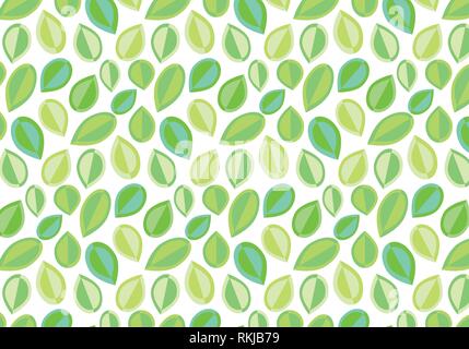 Abstract leaves vector pattern in pastel colors green and blue white background Stock Vector