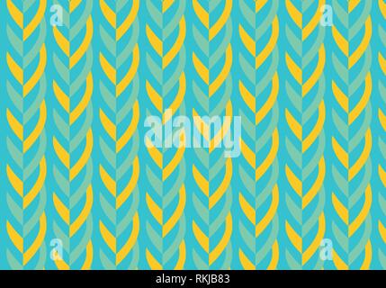 Abstract leaves background vector pattern in gold and turquoise blue Stock Vector