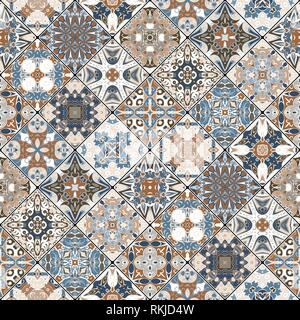 Square decorative seamless patterns in ethnic style in a diagonal set of tiles. The rich decoration of abstract ornaments for construction of fabric o Stock Vector