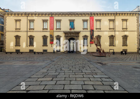 The palace of the Biblioteca & Pinacoteca Ambrosiana art gallery in Milan, neoclassical facade on Piazza Pio XI square Stock Photo