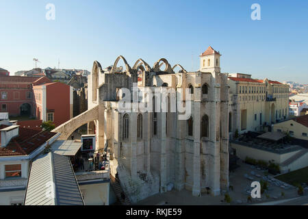 Igreja do Carmo, damaged by the 1755 earthquake, in the Bairro Alto district of Lisbon, Portugal Stock Photo