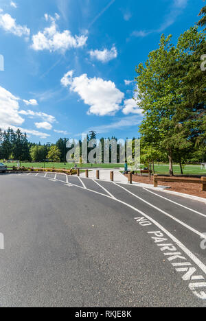 The parking lot at Robinswood Sports Fields in Bellevue, Washington. Stock Photo