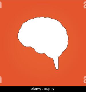 Vector illustration of brain icon. Can be used for web design, apps. Isolated on orange modern background Stock Vector