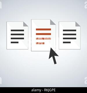 Choose the document or application concept. .Human resources management concept, searching documents papers. Vector Illustration isolated on modern ba Stock Vector
