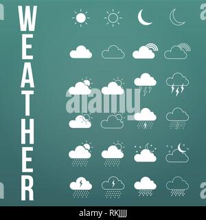 Modern weather icons set. Flat vector symbols on modern background Stock Vector