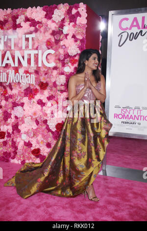 Los Angeles, USA. 11th Feb 2019. Priyanka Chopra 02/11/2019 The World Premiere of 'Isn't It Romantic' held at the Theatre at Ace Hotel in Los Angeles, CA Photo by Izumi Hasegawa/HollywoodNewsWire.co Credit: Hollywood News Wire Inc./Alamy Live News Stock Photo
