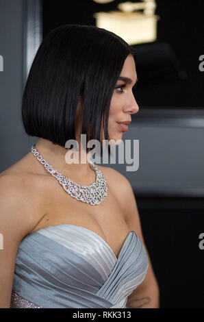 Los Angeles, USA. 12th Feb, 2019. Dua Lipa arrives for the 61st Annual Grammy Awards held in Los Angeles, the United States, Feb. 10, 2019. Credit: Xinhua/Alamy Live News Stock Photo
