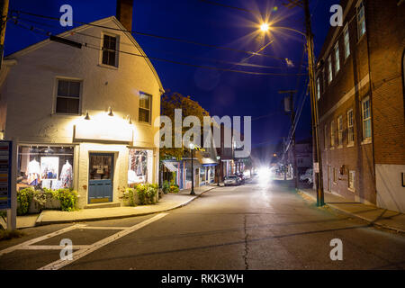 Camden, Maine, United States October 23, 2018 Night view of a small