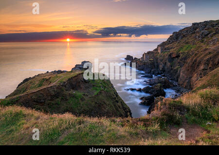 The Crown mines at Botallack captured on a summers evening' Stock Photo