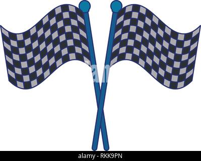 Racing flags crossed blue lines Stock Vector