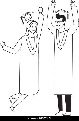 graduation ceremony friends black and white Stock Vector Image & Art ...